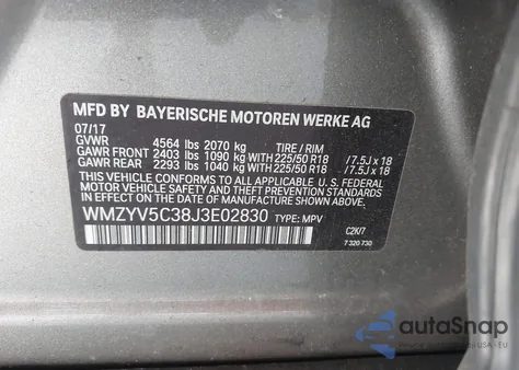 2018 Mini Countryman Cooper z USA, uszkodzony, nr VIN WMZYV5C38J3E02830